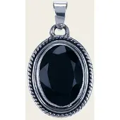 MOOYE ® - Collectie Zilveren Onyx zwart edelsteen ovaal facet geslepen kettinghanger