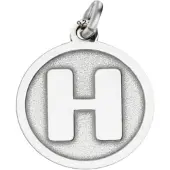 MOOYE ® - Collectie Zilveren Letter H rond mat en glans kettinghanger