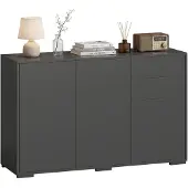 HOMCOM Sideboard-Spanplatte-117L x 36B x 74H cm-Schwarz