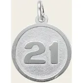 MOOYE ® - Collectie Zilveren cijfer 21 rond mat-glans kettinghanger