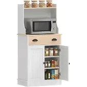 HOMCOM Magnetronkast - MDF - 61x35x125,4cm - Eikenhout