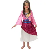 Rubies - Mulan Kostuum - Glimmend Mulan Chinese Dappere Krijger - Meisje - roze - Maat 104 - Carnavalskleding - Verkleedkleding