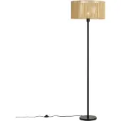 QAZQA Vloerlamp zwart met beige papieren kap 50/50/25 - Simplo