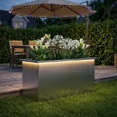 vidaXL Tuinplantenbak met led zilver 40 x 80 x 40 cm