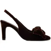 Manfield Bruine fluwelen slingbacks met strik | Maat 42