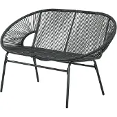 Outsunny Gartenbank Stahl, PE-Rattan Schwarz