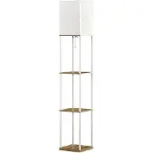 HOMCOM Vloerlamp, staande lamp met 3 vakken, E27 fitting, wit, exclusief lamp