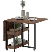 HOMCOM Folding Dining Table-Spanplatte, Metall-133,4L x 80B x 75H cm-Rustikal-Braun