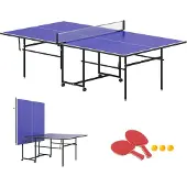 SPORTNOW Tafeltennistafel, inklapbaar, tafeltennisbaan voor binnen met wielen