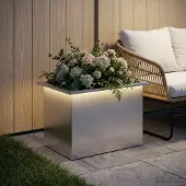 vidaXL Tuinplantenbak met led zilver 40 x 60 x 40 cm