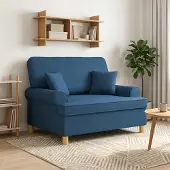 vidaXL Fauteuil met Kussens Blauw Stof