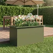 vidaXL Tuinplantenbak met led Olijfgroen 40 x 80 x 40 cm Staal