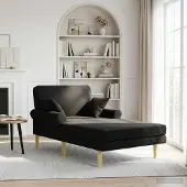 vidaXL Chaise longue Zwart Stof