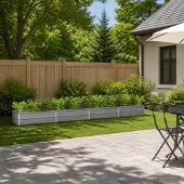 vidaXL Verhoogde Tuinbak Grijs 320 x 40 x 24 cm koudgewalst staal