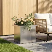 vidaXL Tuinplantenbak met led zilver 30 x 40 x 30 cm