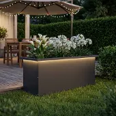 vidaXL Tuinplantenbak met led Zwart 30 x 80 x 30 cm Staal