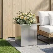 vidaXL Tuinplantenbak met led zilver 30 x 30 x 30 cm