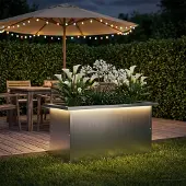 vidaXL Tuinplantenbak met led zilver 30 x 60 x 30 cm