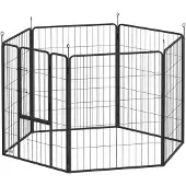PawHut Puppyren, 100 cm hoog, 6-delig. Zelfbouw hondenren, staal, grijs