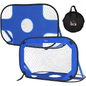 HOMCOM Voetbaldoel net | Set van 2 | Opvouwbaar | Blauw