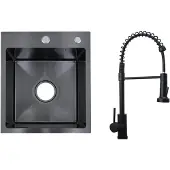 Faizee Home Future RVS Spoelbak Zwart 40x45x22 cm met Spiral Kraan