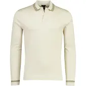 HUGO BOSS Creme lange mouw poloshirt 2-knoops Boss Black Slim Fit