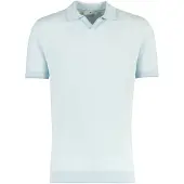 Thomas Maine Poloshirt v-hals lichtblauw gebreid