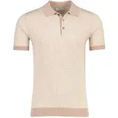 Thomas Maine Poloshirt roze met wit gebreid