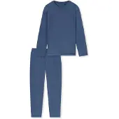 Schiesser Pyjama lang ' Modern Essentials ' blauw denim