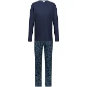 Mey Pyjama lang 'Dark Leaves' smoky blue / royal blue/koningsblauw / donkerblauw