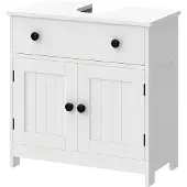 HOMCOM wastafelonderkast met soft-close scharnieren, lade, wit