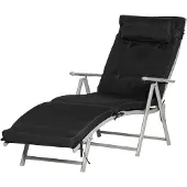 Outsunny Zonnestoel Strandstoel 7-staps verstelbare opvouwbare Metal Black