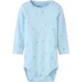 Name it BABY katoenen gebreide romper met print - lichtblauw All over print - maat 74