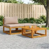 vidaXL Modulaire sofaset met kussens 3 st 2-zits Massief Acacia Hout