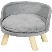 PawHut hondenbed - Verhoogd huisdierenbed met kussen - Ø40,5 cm - Max. 5 kg - Grijs