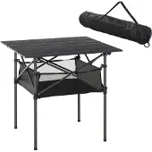 Outsunny Sunny Eettafel draagbare zwarte waterdichte zware cafe restaurant einde kant accent koffie dek achtertuin voortuin meubelen Outdoor Garden Beach