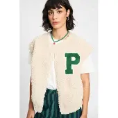 Pom Amsterdam Gilet - Teddy Baseball Ecru Size: 42 | Vests Outlet | Dames | Ecru