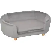 PawHut Hondenmand D04-167GY, fluweel, met beukenpoten, grijs, 86 x 55 x 33 cm - B