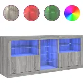 vidaXL Dressoir met LED-verlichting 162x37x67 cm grijs sonoma