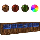 vidaXL Dressoir met LED-verlichting, gerookt eikenhout, 283x37x67 cm