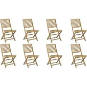 vidaXL Opklapbare stoelen, 8 stuks, 48,5 x 57 x 90 cm, massief acaciahout.