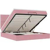 vidaXL Ottoman bed met matrassen 160x200cm fluweel roze