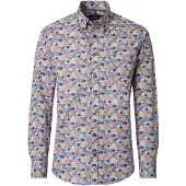 Casa Moda Overhemd Casual Fit blauw rood planten print