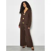 Apricot Gebreid vest chocoladebruin