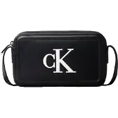 Calvin Klein Schoudertas 'Contrast Monogram Camera' zwart / wit
