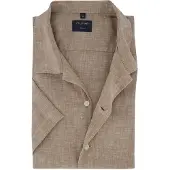 Olymp Casual Regular Fit Linnen Overhemd bruin, Effen