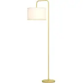 HOMCOM Vloerlamp voor de woonkamer, staande lamp met stoffen lampenkap, voetpedaal, goudkleurig