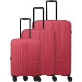 Travelite Air Stripe 4 wielen Kofferset 3-delig met uitbreidingsplooi rood