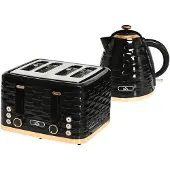 HOMCOM -Kocher-Toaster-Set-Kunststoff, Stahl-24,1L x 19,5B x 23,2H cm-Schwarz
