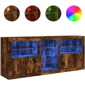vidaXL Dressoir met LED-verlichting, gerookt eikenhout, 162x37x67 cm